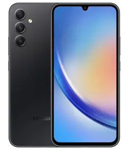 Samsung Galaxy A34 smartphone showcasing its sleek design and vibrant display